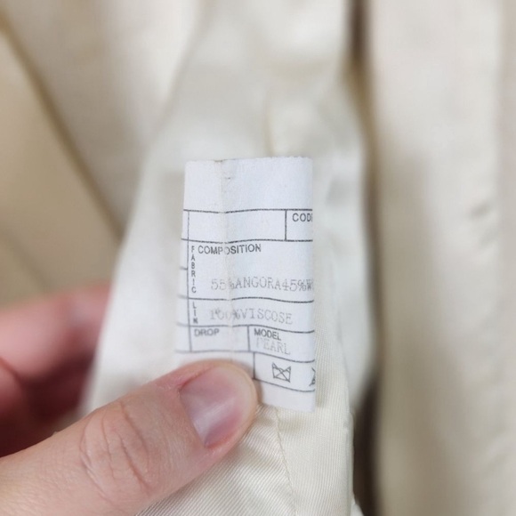 Reiss Angora Wool Ivory Cream Soft Girl Coat Size Large Pleated Peacoat Swing - Picture 11 of 11